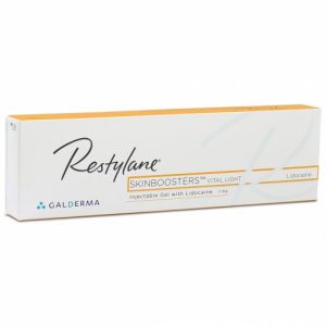 How does Restylane Skinboosters Vital Light with Lidocaine work? Healthy skin production should be a luxury for all no matter how old they are. Ensuring optimum hydration levels within the deep layers of the skin can be achieved with Restylane Vital Light. This revolutionary formula increases skin elasticity and the inner glow to make skin more rejuvenated and wrinkle free. What are the benefits of Restylane Vital Light with Lidocaine? Restylane Vital Light with Lidocaine allows pain free treatment, making the patient feel as comfortable as possible. What can Restylane Vital Light with Lidocaine offer? Treatment for thin sensitive skin that specifically lacks hydration and plumpness. Treating the upper face and neck area Hydrating lips ironing out wrinkles and dryness. How long will the effects of Restylane Skinboosters Vital Light with Lidocaine last? The recommended treatment course is of 3 or more injections, each one administered every 4 weeks. The effects usually last up to 9 months depending on the individuals lifestyle and age. The gel is biodegradable inside the body and is not permanent so reapplication within requires further treatment for longer lasting results. The practitioner can give further treatment if neccessary, generally up to 2 per year. What is NASHA or non animal stabilised Hyaluronic Acid? Hyaluronic acid (HA) is a natural substance inside the human body. It’s key properties are to keep the skin hydrated whilst adding plumpness. HA naturally breaks down in the body during metabolism and has replacement. However as we get older and our metabolism slows down, replacement of HA is less often which results in less hydrated skin and less volume in the skin. HA has the unique special natural power to absorb water 1000 times its own weight. its appearance. It also allows other hormones and nutrients to integrate with the gel. Restylane Skinboosters Vital Light with Lidocaine.